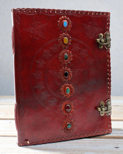 Leather Notebook of the 7 Chakras – Large Format (25 x 33 cm) – 200 pages