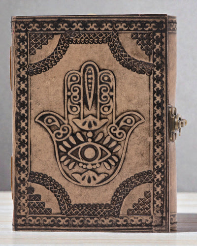 Leather Notebook Hamsa Guardian – Esoteric Journal 17,5 × 12,5 cm