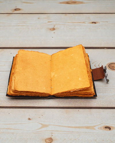 Lotus Anima – Leather Notebook, Lotus Mandala, with Aged Pages