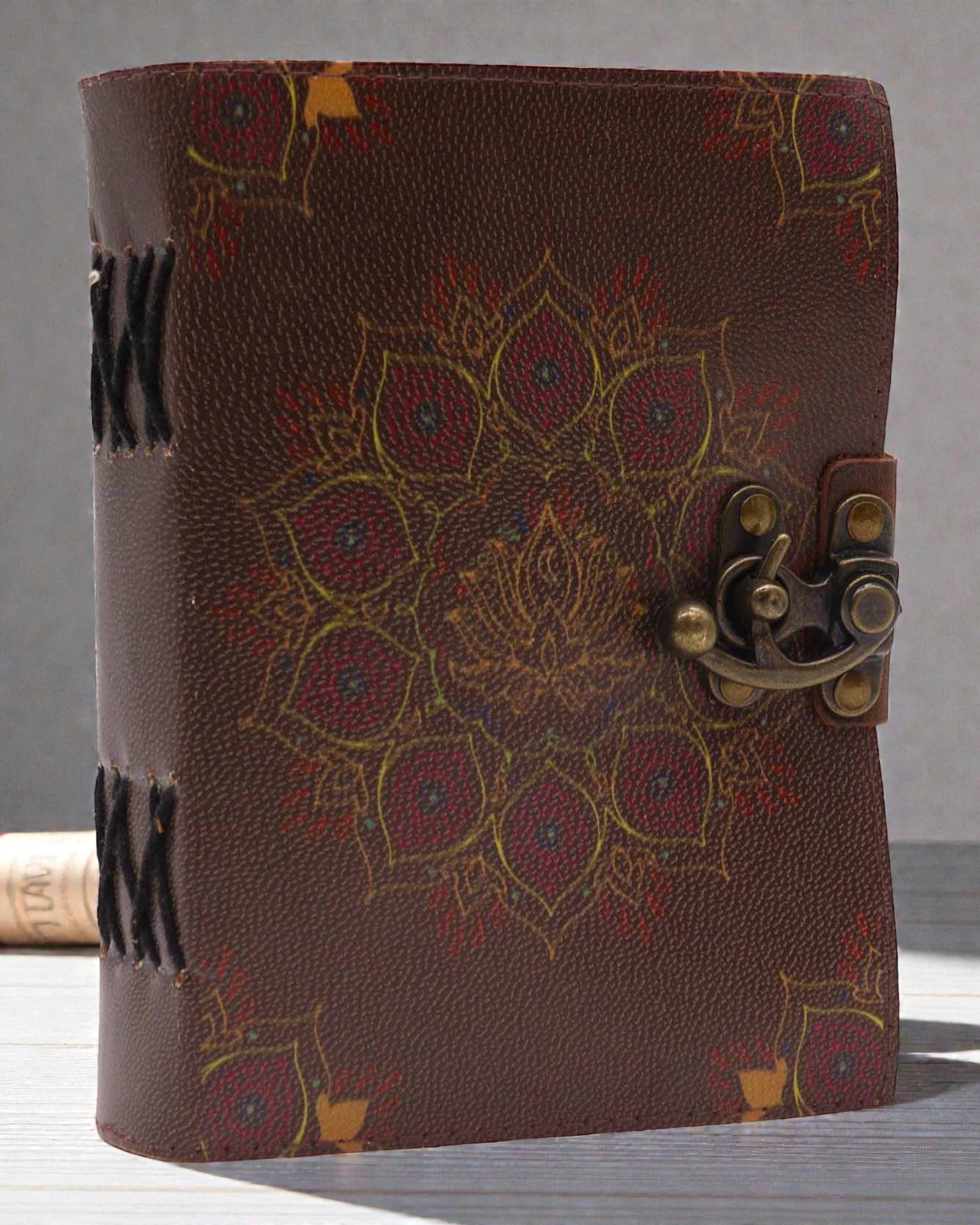 Lotus Anima – Leather Notebook, Lotus Mandala, with Aged Pages