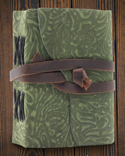 Green Maze Vintage – leather notebook with aged pages 12,7 × 8,9 cm