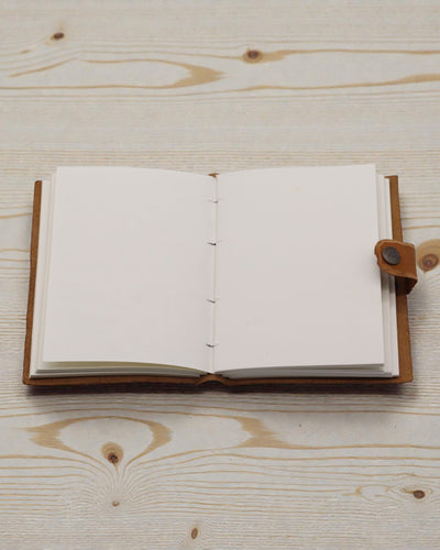 Leather Notebook with Embossed Flowers – brown (17.8 x 12.7 cm)