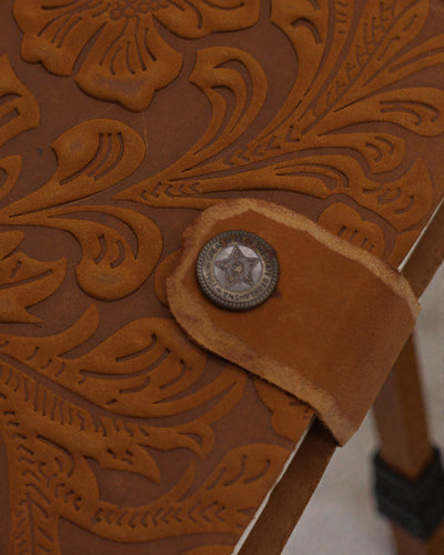 Leather Notebook with Embossed Flowers – brown (17.8 x 12.7 cm)