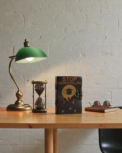 Leather Notebook with Print – Stop Doomscrolling (17,8 × 12,7 cm)
