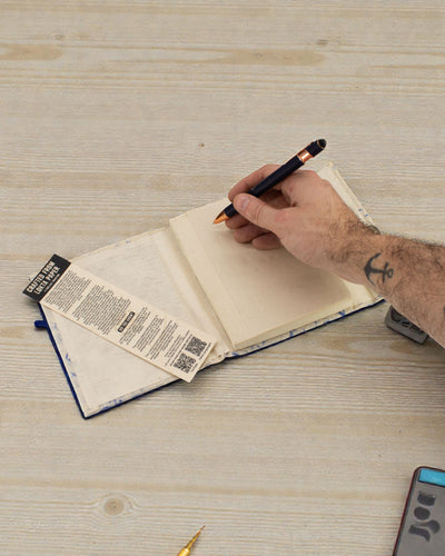 Medium Elbow Notebook Blue Cotton (15 x 12 cm) – 45 sheets