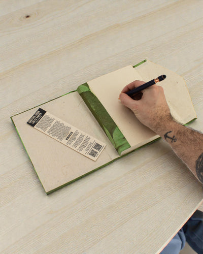 Large Lokta Notebook, Bold Flowers – Forest Green (45 sheets, 21 x 15 cm)