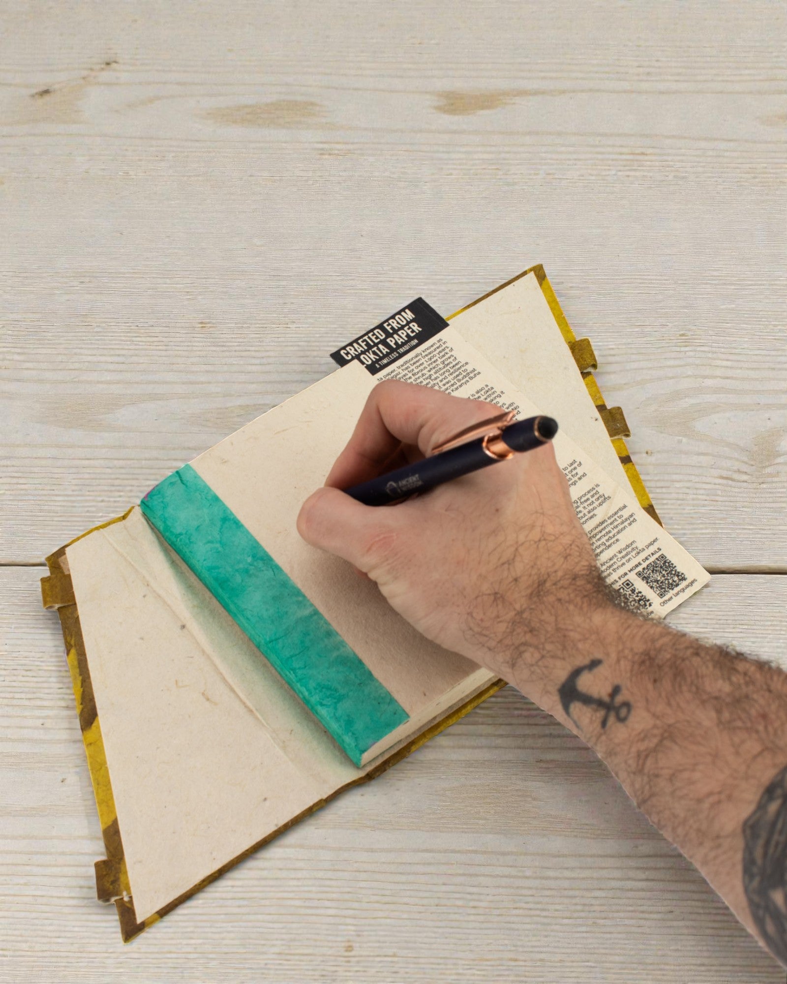 Medium Lokta Notebook Bold Flowers – Mustard (45 sheets, 15 x 12 cm)