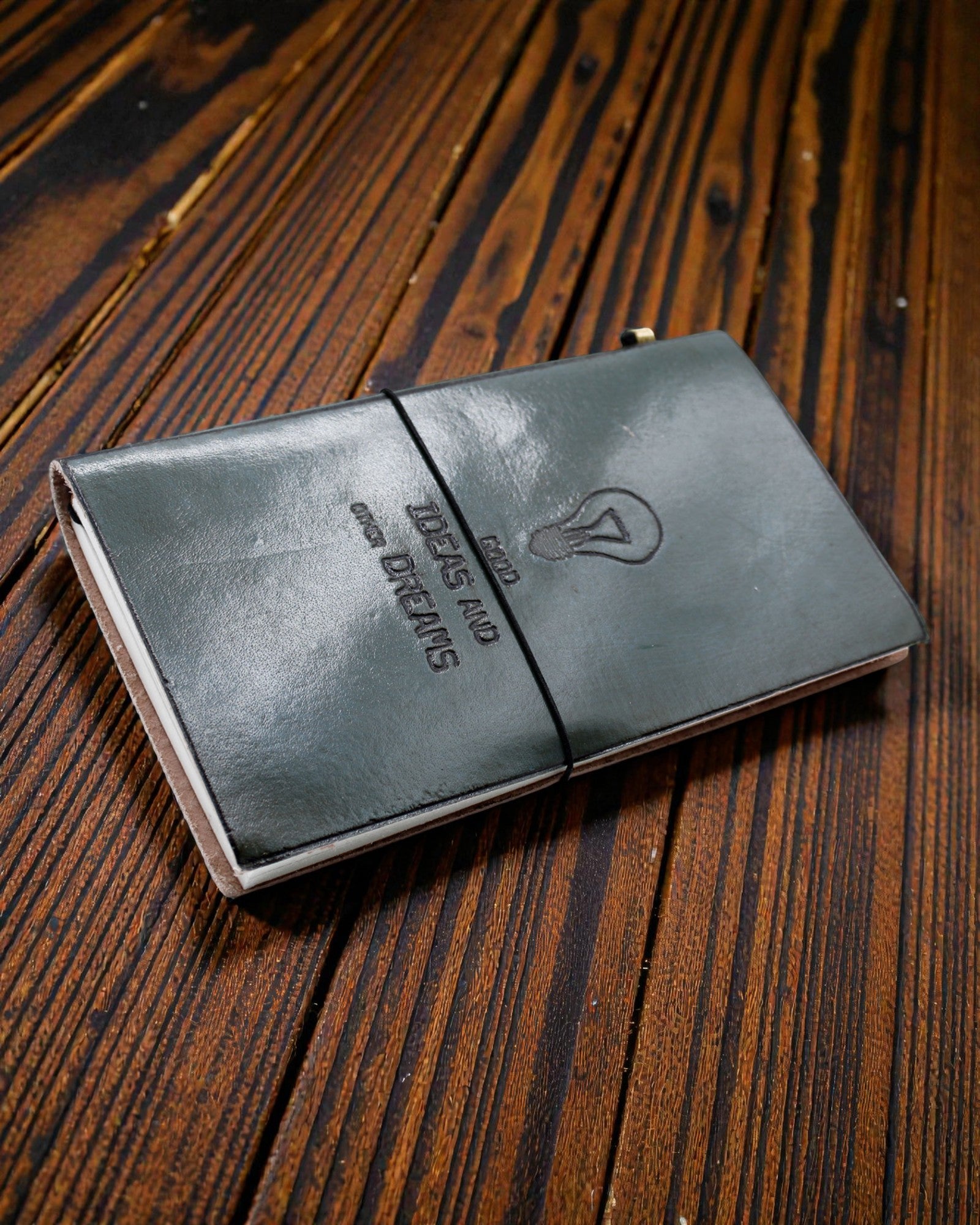 Handmade Leather Notebook Grey Ideas – Good Ideas and Other Dreams (80 pages)