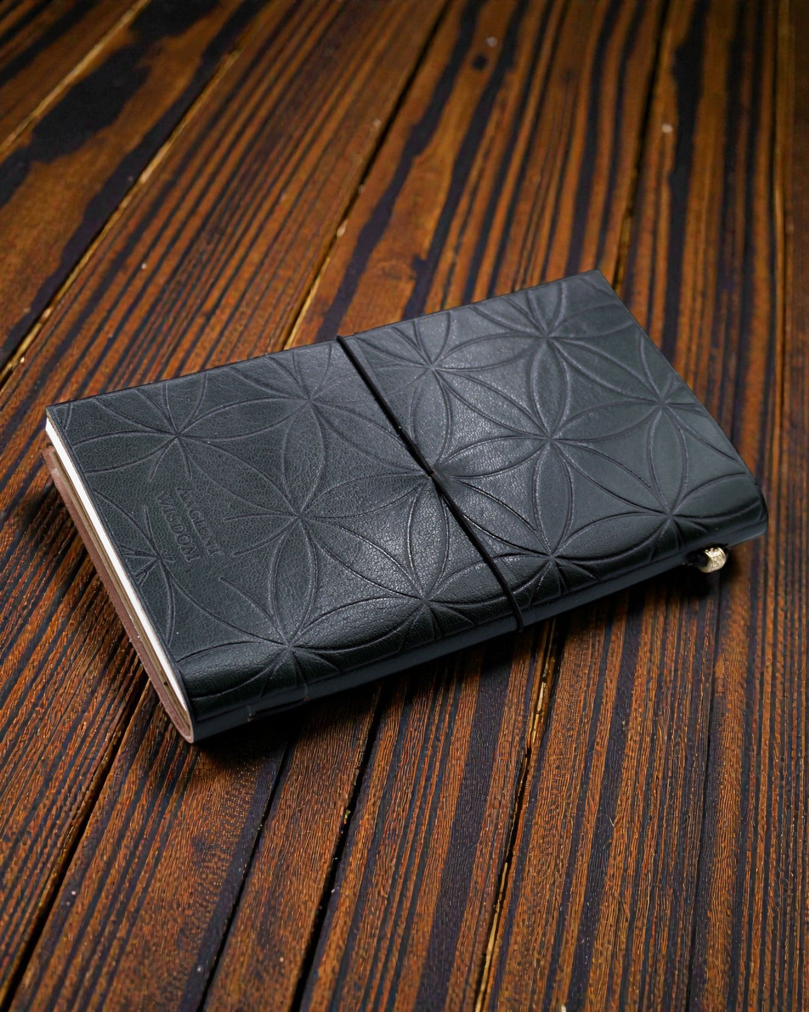 Handcrafted Leather Notebook Sacred Bloom – Flower of Life (80 pages)