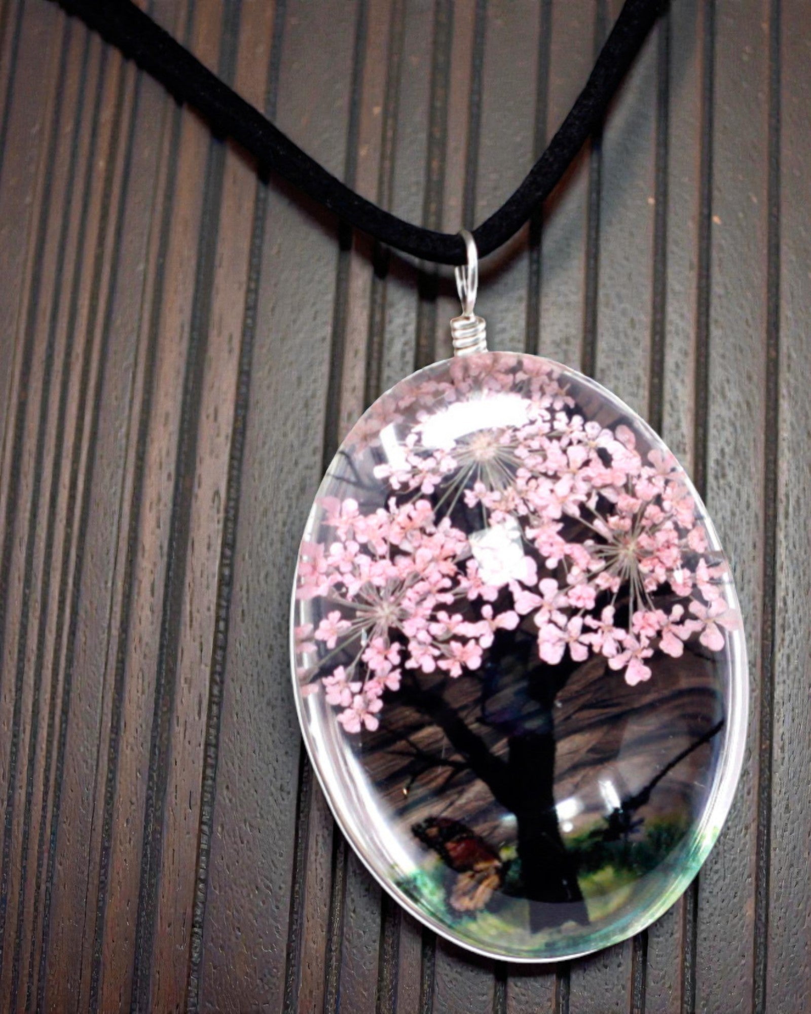 Rose Garden – Jewelry Set with Dried Flowers Tree of Life