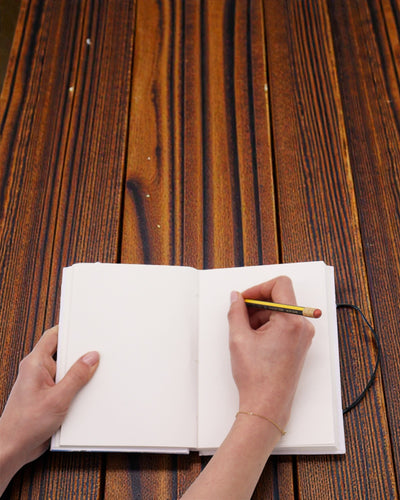 Waves Together – small notebook with a strap and a coconut button 18 × 12,5 cm, 200 pages