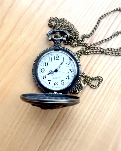 Pocket watch "Time Locomotive" with engraving, as a gift, train motif