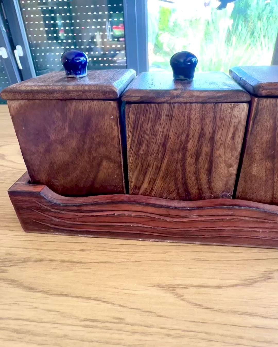Royal Trio Set – Tea, Coffee, Sugar made of Shisham wood, handmade, with engraving option for a gift