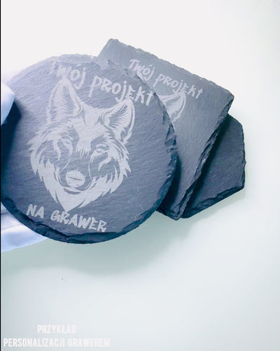 Natural Stone Coaster for Coffee, Tea with Personalized Engraving – Square, Circle, Hexagon, 10 cm