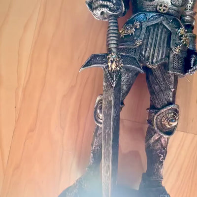 Decorative Figurine Knight in Silver Armor 39 cm with Personalized Engraving Option