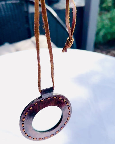 Indian Magnifying Glass Artifact, leather, handmade - customization with engraving available