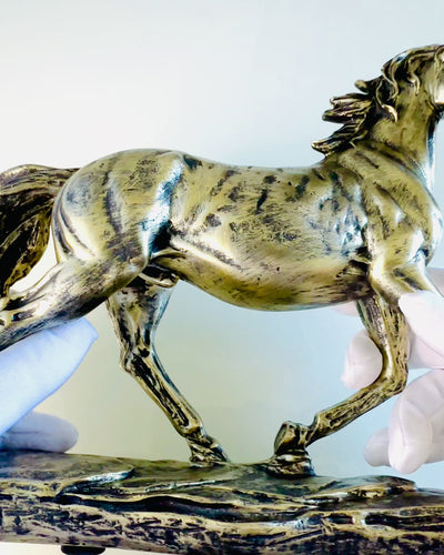 Resin Galloping Horse Figurine with Engraving Option