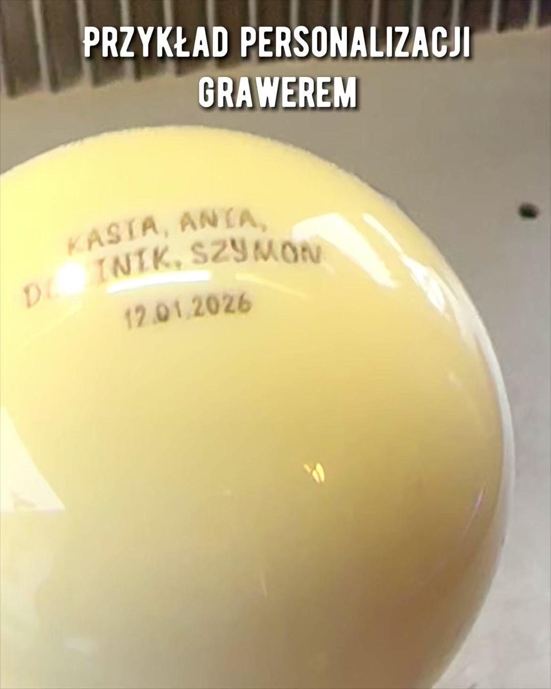 Billiard ball on a brass stand, possibility of personalization with engraving as a gift