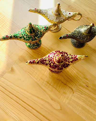 Magic Aladdin Lamp with Engraving Option - Burgundy Variant, interwoven with gold