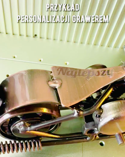 Handmade Iron Motorcycle Model, Chopper, Customization, Engraving for Gift