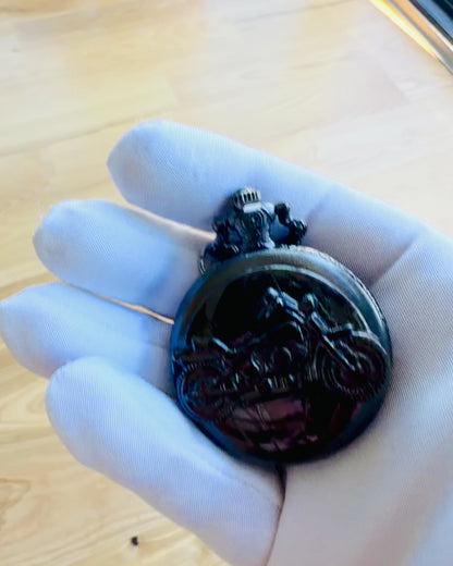 Elegant Pocket Watch Motorcycle Passion, personalization with engraving available