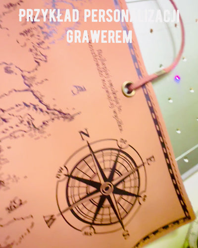 Retro Light Brown - Matte, Leather Traveler Style Pencil Case with World Map – Practical and Spacious. Personalization with Engraving.