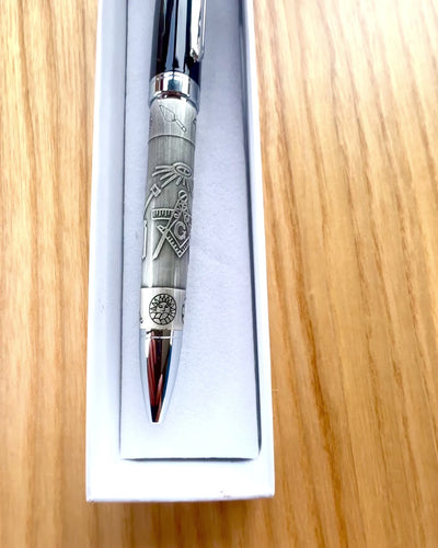 Elegant Pen "Masterful Harmony" with Engraving Option - Symbolic Motifs, Ancient Silver, personalization with engraving available as a gift