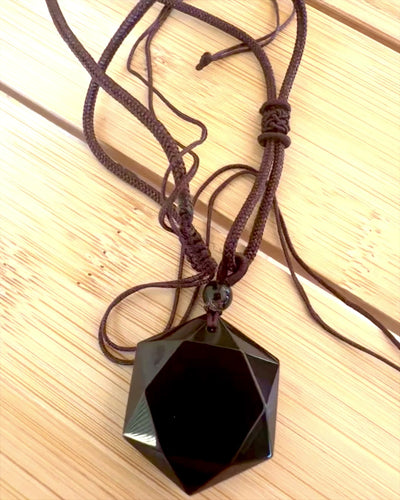 Black Obsidian "Star of David" Amulet, customizable with engraving for a gift