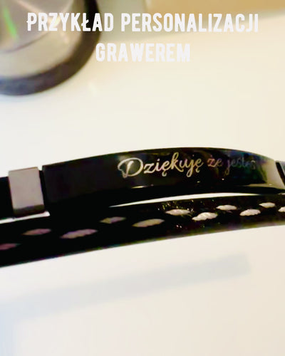 PU Leather and Stainless Steel Sports Bracelet with Engraving Option – 3 Colors