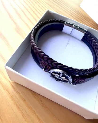 Bracelet "Compass Adventure" - customizable with engraving for a gift, 2 color variants available