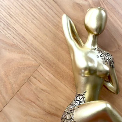 Golden Yoga decorative figurine with personalized engraving option