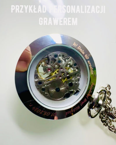 Silver Exclusive Mechanical Pocket Watch in Retro Style, Waterproof - Elegance for Every Occasion, with Engraving