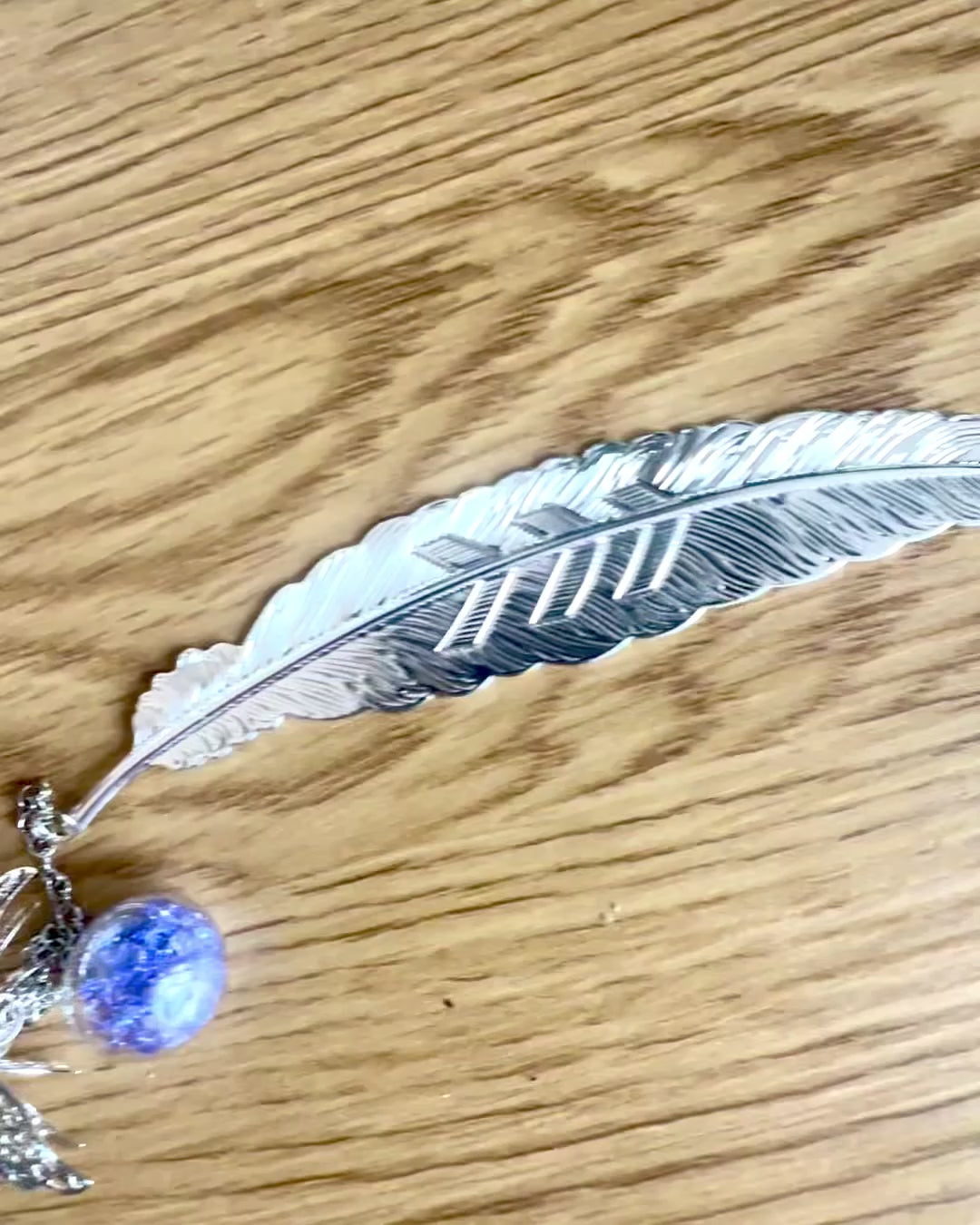 Creative bookmark with engraving, in a retro style with a feather and butterfly motif – Elegant promotional gift