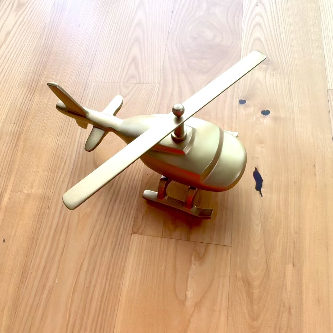 Metal Helicopter Model with Personalized Engraving Option – Gold, 32 cm