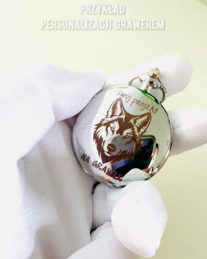 Silver pocket watch with quartz movement and engraving option