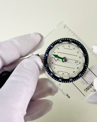 Tourist Compass "Adventurer's Guide" - Transparent, Mini Acrylic with Hanging Cord and Map Scale, with Engraving