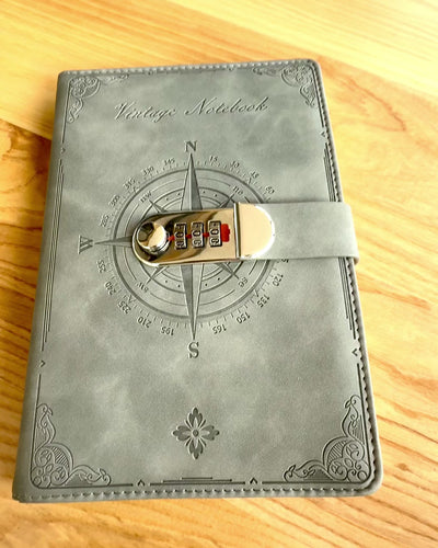 Secret A5 Vintage Notebook with Code Lock - Choose Your Style, Personalization with Engraving for a Gift