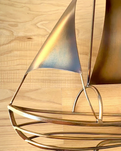 Metal Wine Rack 45 cm high, "Sailor's Fantasy" - Ship-Shaped with Engraving Option for a Gift