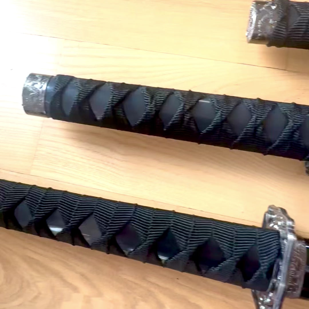 Set of 3 Samurai Swords on a Stand, Customizable with Engraving