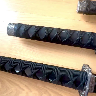 Set of 3 Samurai Swords on a Stand, Customizable with Engraving