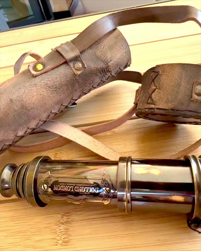 Premium "Voyager" Telescope with Engraved Lens and Genuine Leather Case, customizable engraving option for a gift