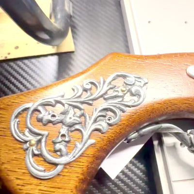 Large Italian Pistol on Stand with Personalized Engraving Option