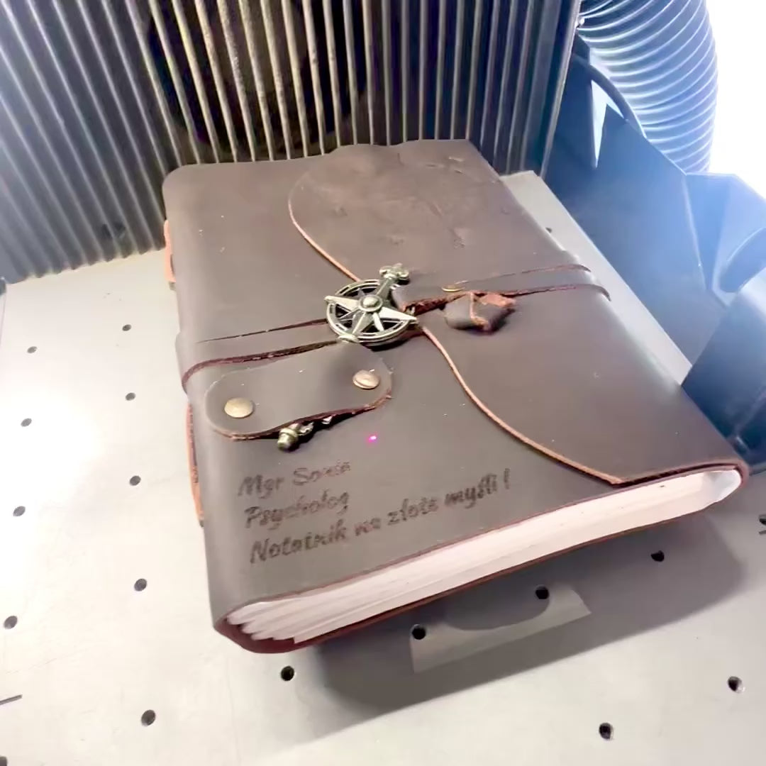 Retro Leather Notebook Compass Rose 200 Pages with Custom Engraving Option
