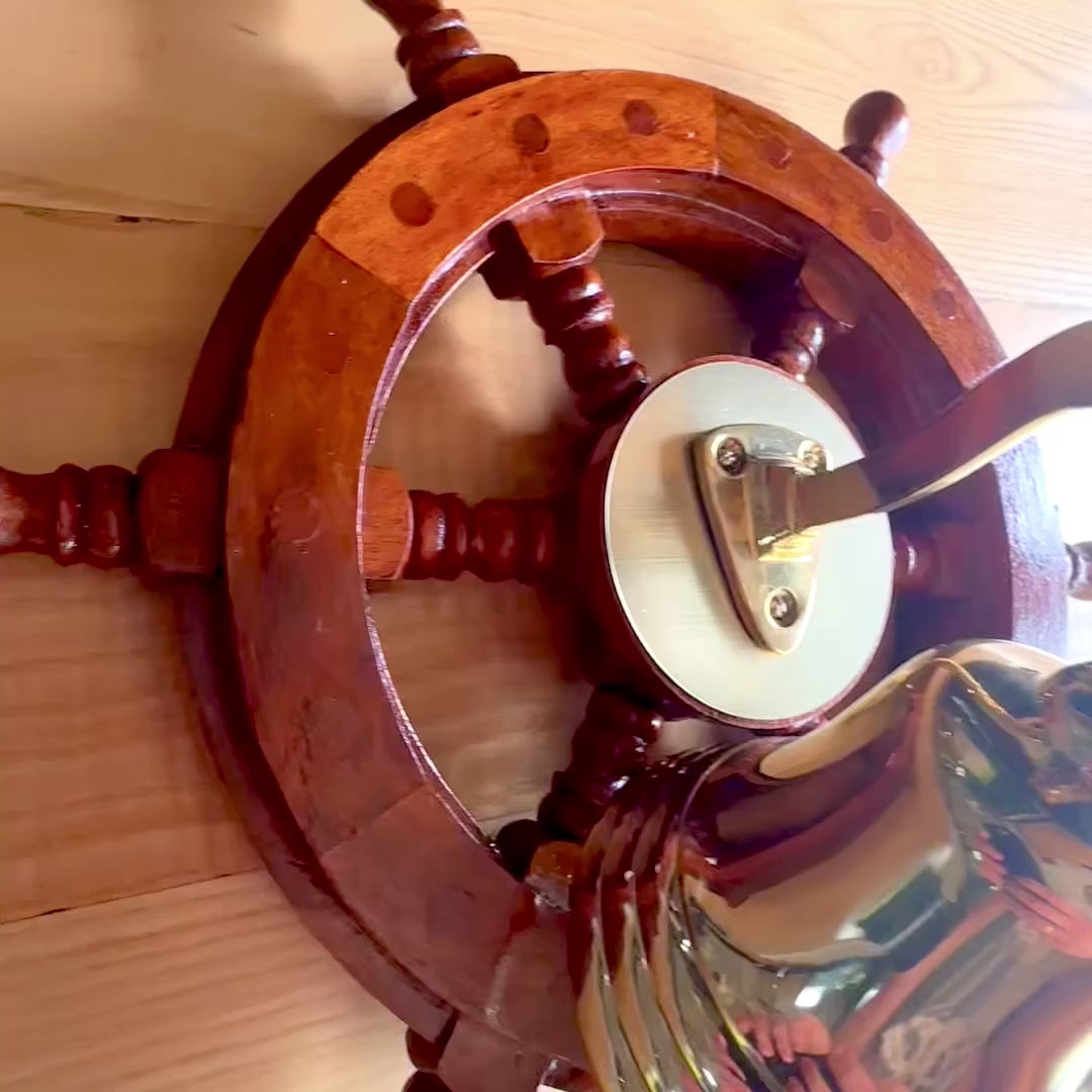 Brass Ship Bell in Steering Wheel with Personalized Engraving Option