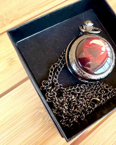 Pocket Watch Night Rose, customizable with engraving for a gift
