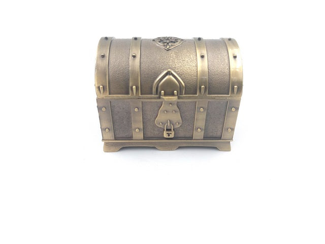 Retro Metal Treasure Chest with Engraving - Silvery Box 7x5x5 cm