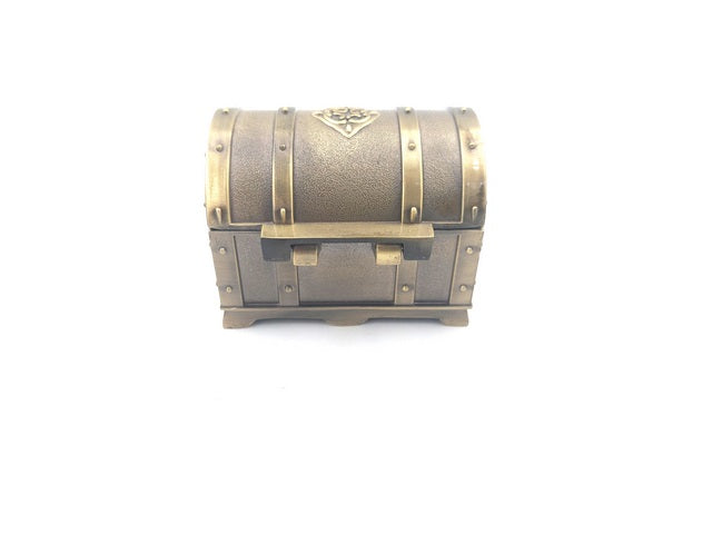 Retro Metal Treasure Chest with Engraving - Silvery Box 7x5x5 cm