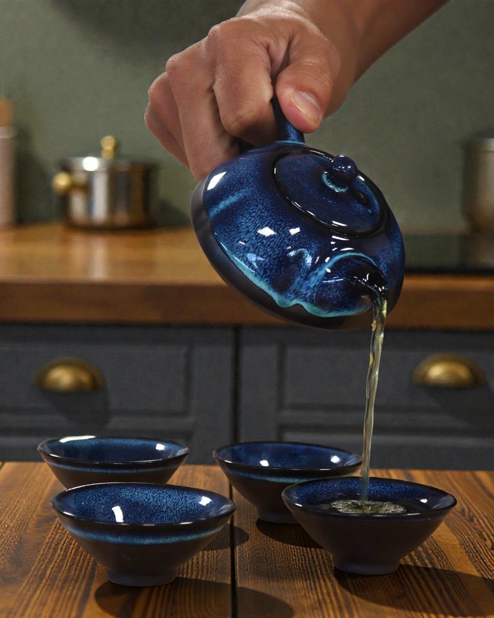Blue Depth – Tea Set with 4 Cups