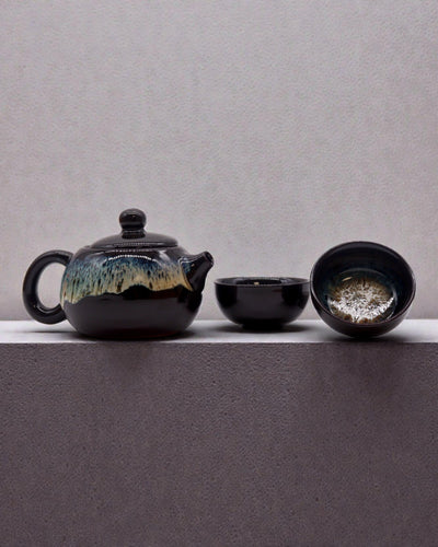 Black Glaze – Small Tea Set with 2 Cups