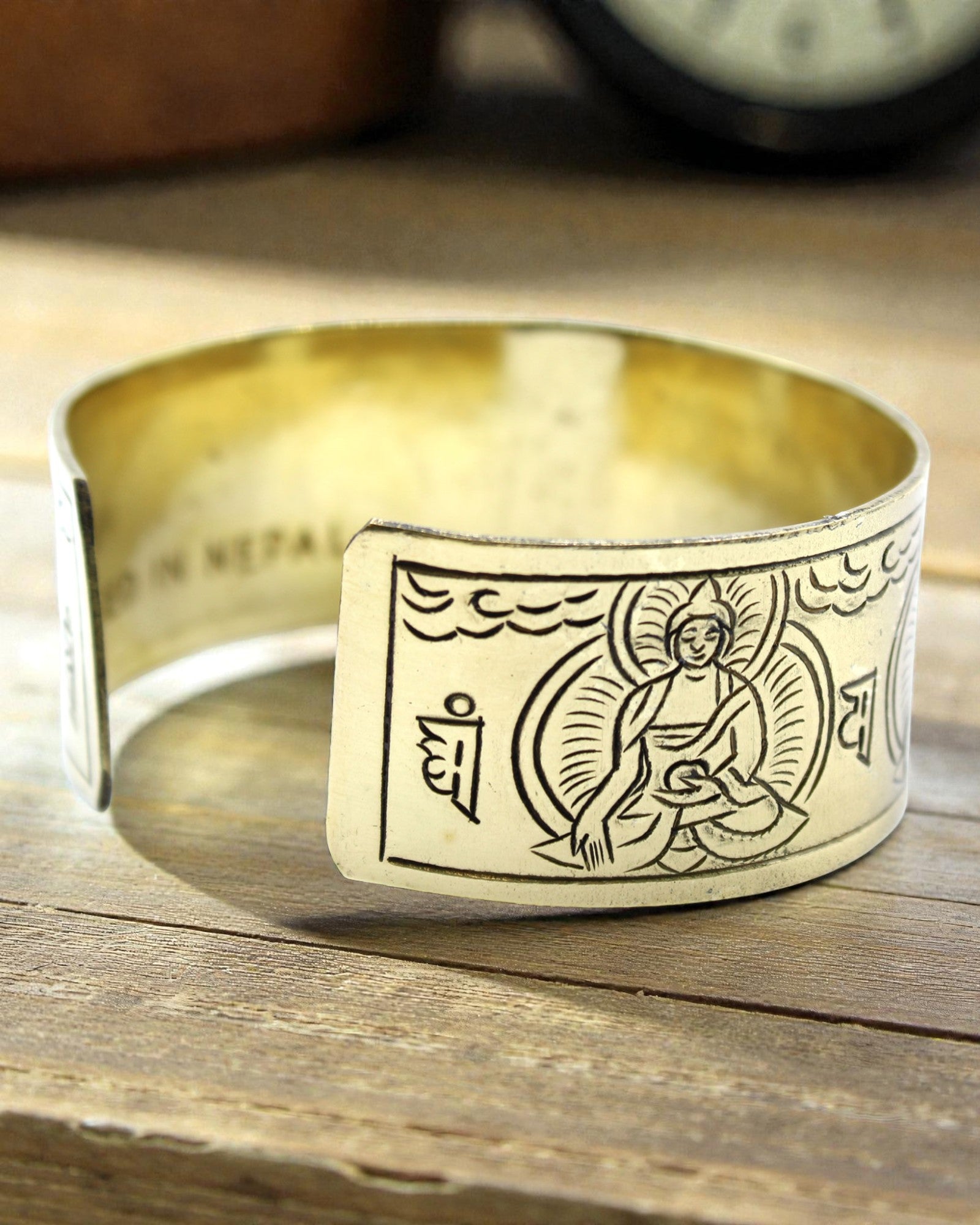 Tibetan Brass Bracelet of the Five Buddhas – Spiritual Protection